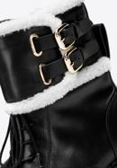 Women's faux fur-trim leather combat boots, black, 97-D-519-1-36, Photo 6