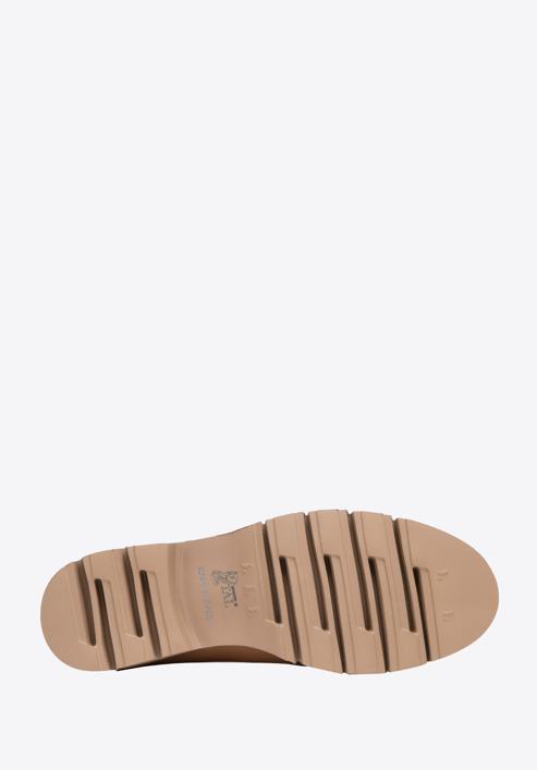 Damskie mokasyny skórzane z klamrą na platformie, beżowo-brązowy, 98-D-103-1-37, Zdjęcie 6