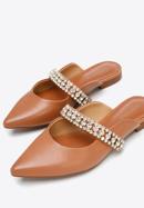Leather mules with sparkling trim strap, brown, 96-D-958-9-35, Photo 7