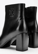Women's monogram leather ankle boots, black, 97-D-514-3-37, Photo 7