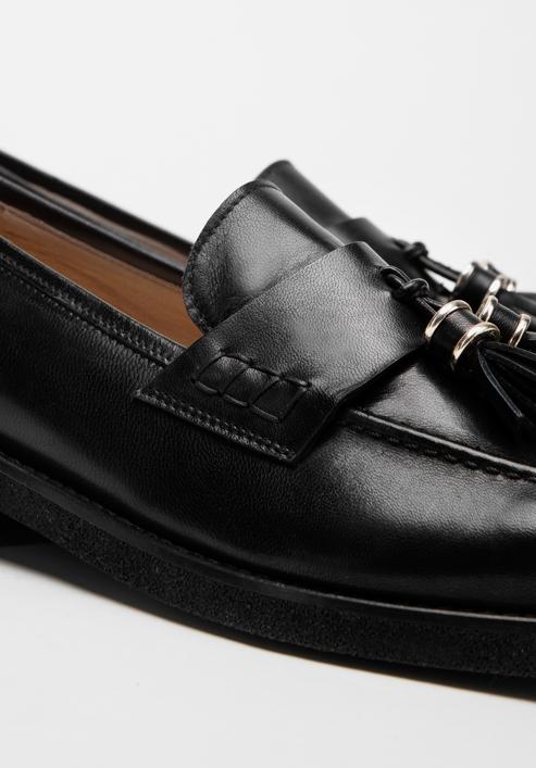 Women's leather tassel loafers, black, 98-D-105-9-41, Photo 7