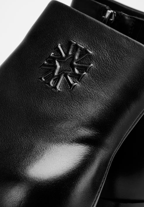 Women's monogram leather ankle boots, black, 97-D-514-1-37, Photo 8