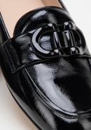 Women's patent leather moccasins with decorative buckle, black, 98-D-106-9-37, Photo 8