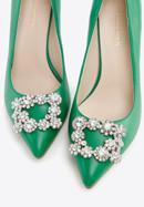 Leather stiletto heel shoes with gleaming buckle detail, green, 96-D-956-1-37, Photo 9
