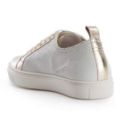 Damskie skórzane sneakersy klasyczne, biało-złoty, 82-D-151-0-36, Zdjęcie 1