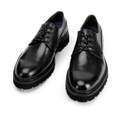 Buty derby skórzane na grubej podeszwie, czarny, 93-M-514-1-43, Zdjęcie 1