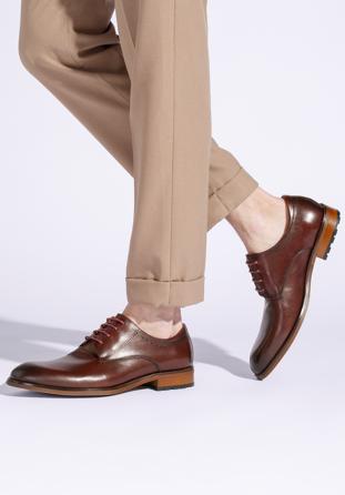 Men's leather lace up shoes, cherry, 94-M-515-3-45, Photo 1