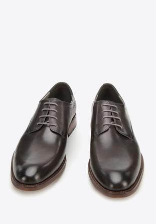 Men's leather lace up shoes, graphite, 94-M-515-8-40, Photo 1