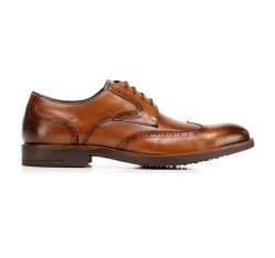 Men's leather derby brogues, light brown, 92-M-907-5-45, Photo 1