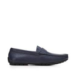 Men's leather penny loafers, navy blue, 94-M-903-N-42, Photo 1
