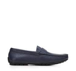 Men's leather penny loafers, navy blue, 94-M-903-N-43, Photo 1