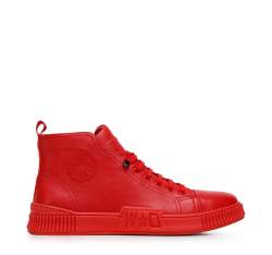 Męskie sneakersy skórzane wysokie, czerwony, 94-M-950-3-40, Zdjęcie 1