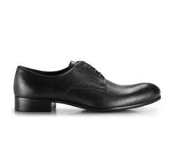 Męskie buty derby skórzane perforowane klasyczne, czarny, 86-M-604-1-40, Zdjęcie 1