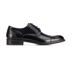 Męskie buty derby skórzane z przeszyciami klasyczne, czarny, 89-M-902-1-44, Zdjęcie 1