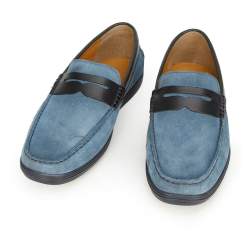 Men's suede penny loafers, blue, 92-M-302-7-46, Photo 1