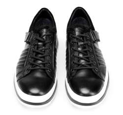 Męskie sneakersy skórzane na grubej podeszwie, czarno - biały, 92-M-500-1-39, Zdjęcie 1