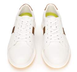 Męskie sneakersy skórzane na gumowej podeszwie, biało - brązowy, 92-M-510-0-40, Zdjęcie 1