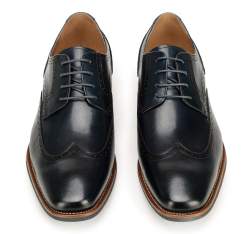 Men's leather brogues with contrasting sole, dark navy blue, 92-M-550-7-40, Photo 1