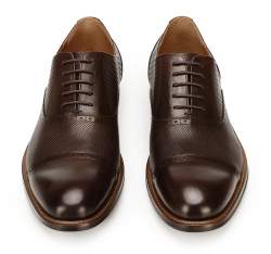 Men's dress shoes in embossed leather, brown, 92-M-553-4-42, Photo 1