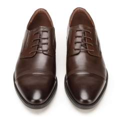 Męskie buty do garnituru z tłoczonym detalem, brązowy, 92-M-908-4-41, Zdjęcie 1