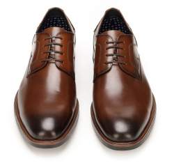 Buty do garnituru skórzane z dziurkowanym wzorem, brązowy, 92-M-909-5-39, Zdjęcie 1