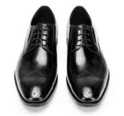 Buty do garnituru skÃ³rzane derby z elastycznymi wstawkami, czarny, 92-M-910-1-44, ZdjÄ™cie 1