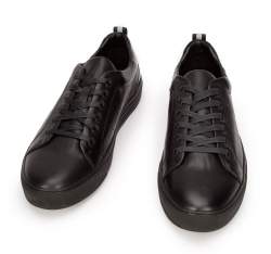 Męskie sneakersy skórzane z lakierowaną wstawką, czarny, 93-M-502-1-41, Zdjęcie 1