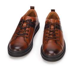 Męskie sneakersy skórzane na ciemnej podeszwie, brązowy, 93-M-505-4-43, Zdjęcie 1