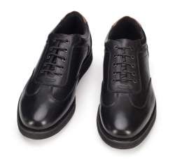 Męskie sneakersy ze skóry licowej na płaskiej podeszwie, czarny, 93-M-506-1-41, Zdjęcie 1