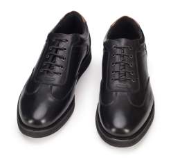 Męskie sneakersy ze skóry licowej na płaskiej podeszwie, czarny, 93-M-506-1-45, Zdjęcie 1
