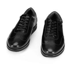 Męskie sneakersy ze skóry licowej na platformie z bieżnikiem, czarny, 93-M-507-1-45, Zdjęcie 1