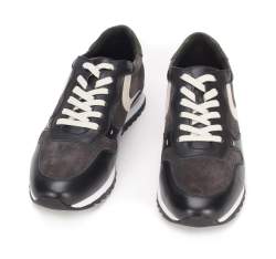 Męskie sneakersy skórzane wielokolorowe, szaro-biały, 93-M-508-8-42, Zdjęcie 1
