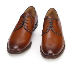 Męskie buty do garnituru skórzane gładkie, brązowy, 93-M-524-5-43, Zdjęcie 1