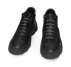 Męskie sneakersy skórzane z suwakiem, czarny, 93-M-904-1-41, Zdjęcie 1