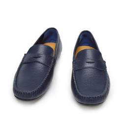 Men's leather penny loafers, navy blue, 94-M-903-N-40, Photo 1