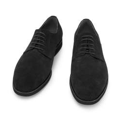Męskie buty derby z tłoczonego zamszu, czarny, 94-M-905-1-43, Zdjęcie 1