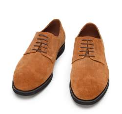 Męskie buty derby z tłoczonego zamszu, brązowy, 94-M-905-5-39, Zdjęcie 1