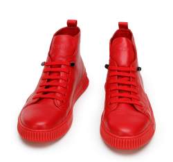 MÄ™skie sneakersy skÃ³rzane wysokie, czerwony, 94-M-950-3-43, ZdjÄ™cie 1