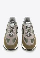 Men's leather trainers with suede detail, green - gray, 96-M-950-8-41, Photo 2