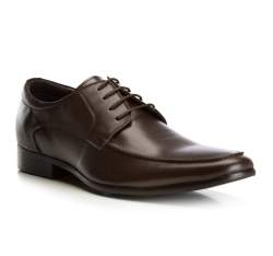 Męskie buty skórzane z obszytym noskiem, ciemny brąz, 82-M-900-4-44, Zdjęcie 1
