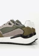 Men's leather trainers with suede detail, green - gray, 96-M-950-8-43, Photo 8
