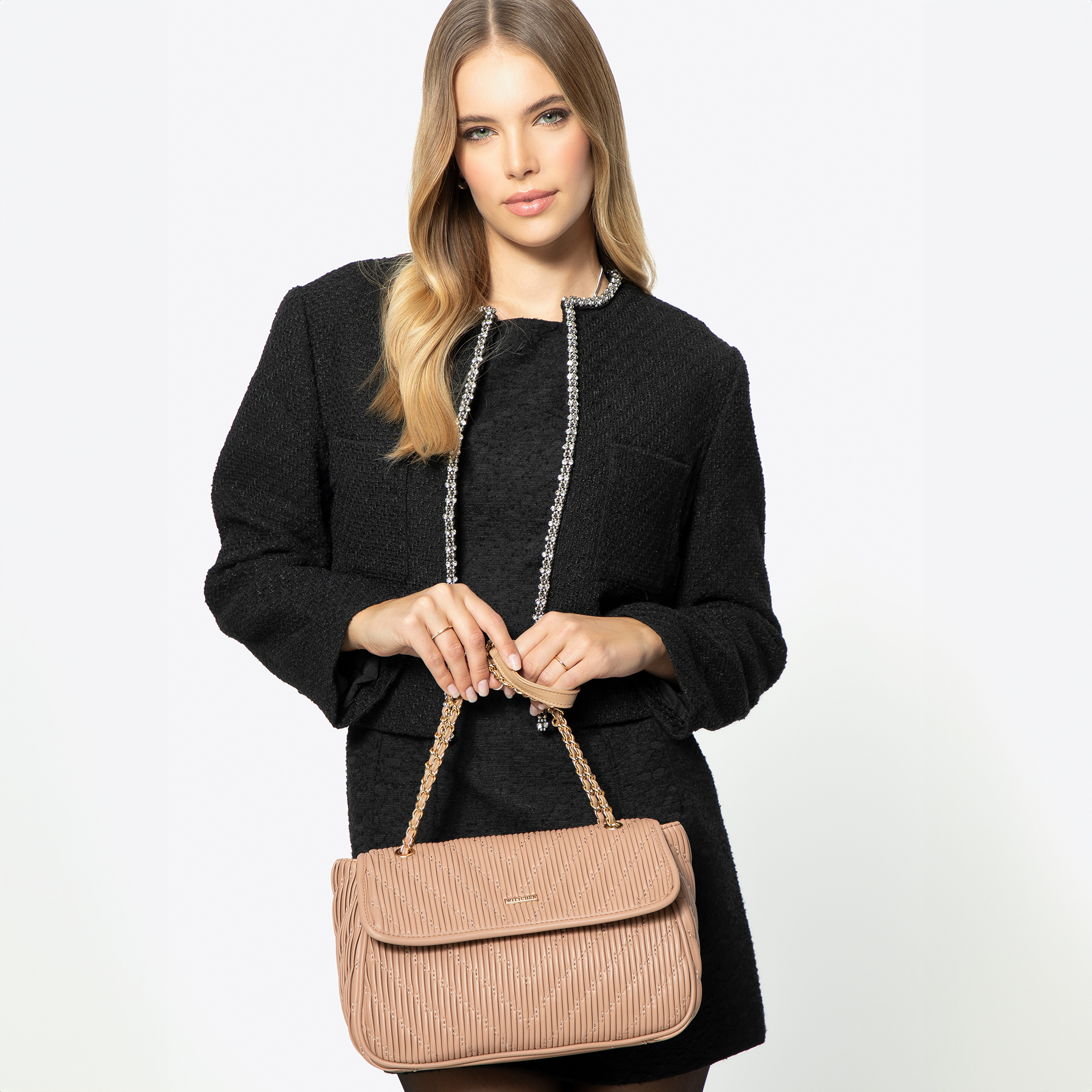Crossbody kabelka z imitácie kože 99-4Y-634-9, Vyberte variant béžová