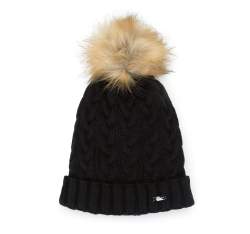 Women's winter thick cable knit hat, black, 93-HF-014-1, Photo 1