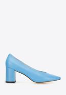 Leather block heel court shoes, blue, 96-D-501-P-38, Photo 1