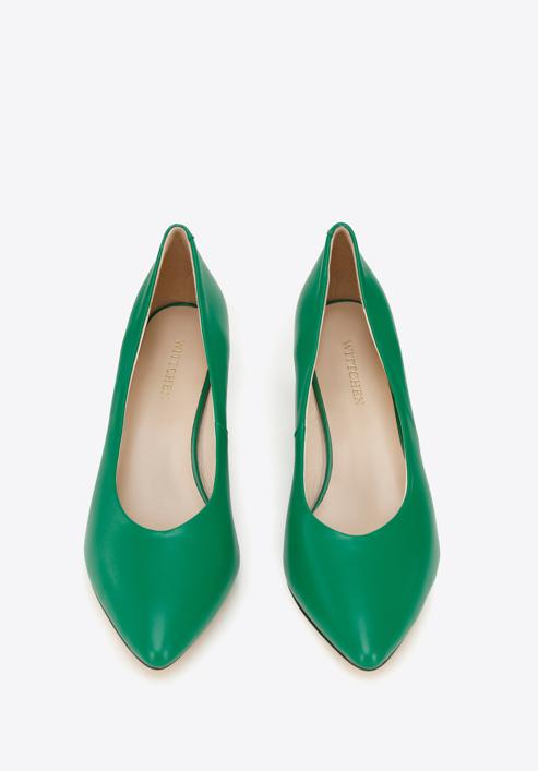 Leather block heel court shoes, green, 96-D-501-6-38, Photo 2