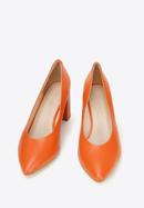 Leather block heel court shoes, orange, 96-D-501-P-41, Photo 3