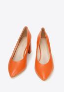 Leather block heel court shoes, orange, 96-D-501-P-37, Photo 3