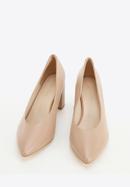 Leather block heel court shoes, beige, 96-D-501-P-38, Photo 3