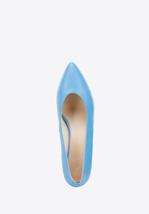 Leather block heel court shoes, blue, 96-D-501-P-38, Photo 4