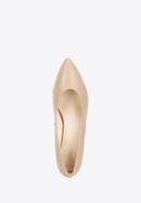 Leather block heel court shoes, beige, 96-D-501-7-38, Photo 4